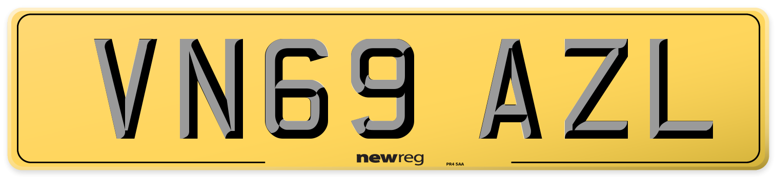 VN69 AZL Rear Number Plate