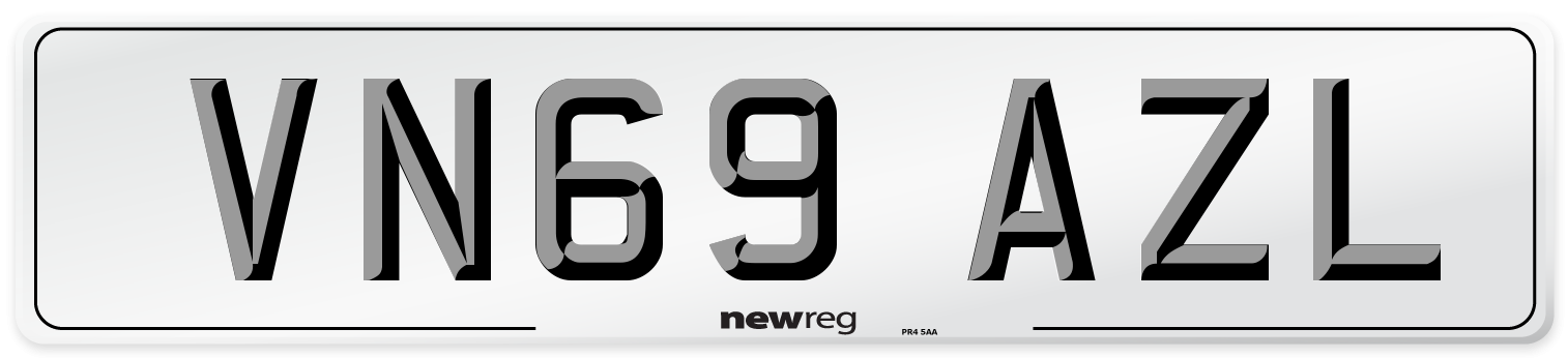VN69 AZL Front Number Plate