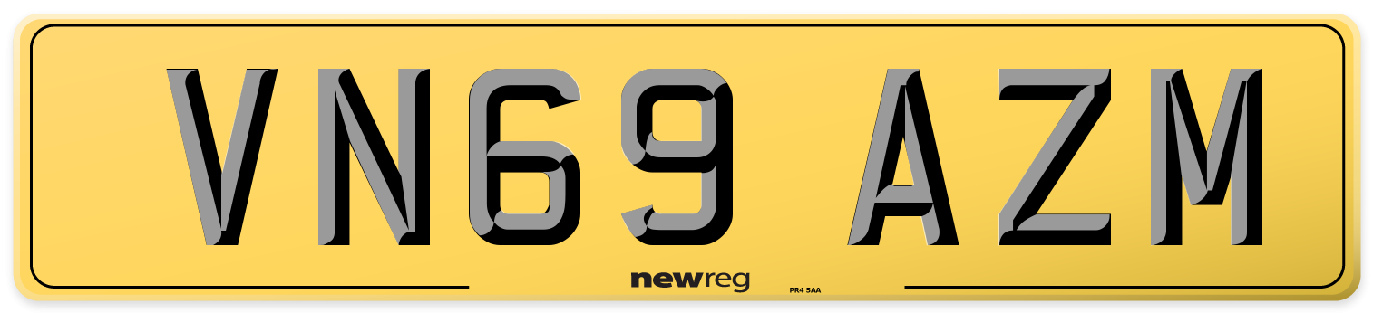 VN69 AZM Rear Number Plate