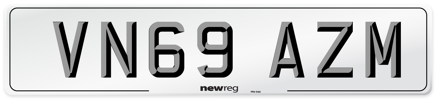 VN69 AZM Front Number Plate