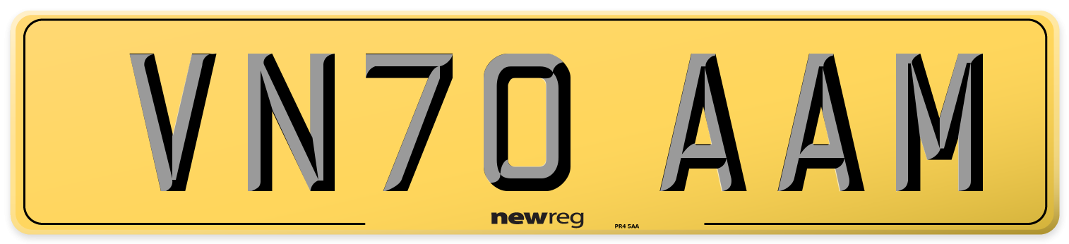 VN70 AAM Rear Number Plate