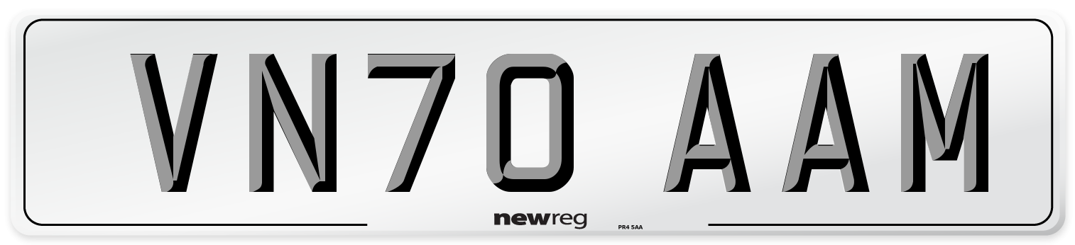VN70 AAM Front Number Plate