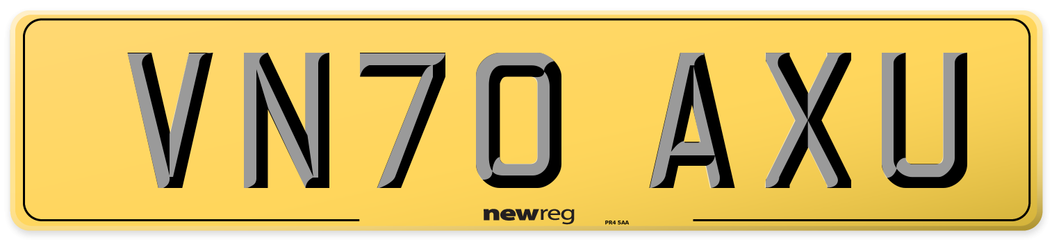VN70 AXU Rear Number Plate