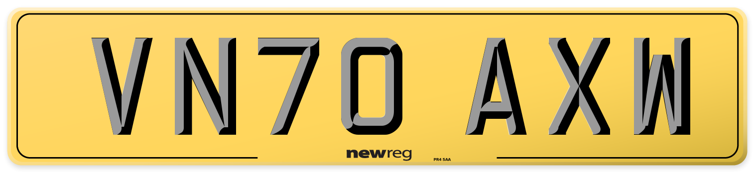 VN70 AXW Rear Number Plate