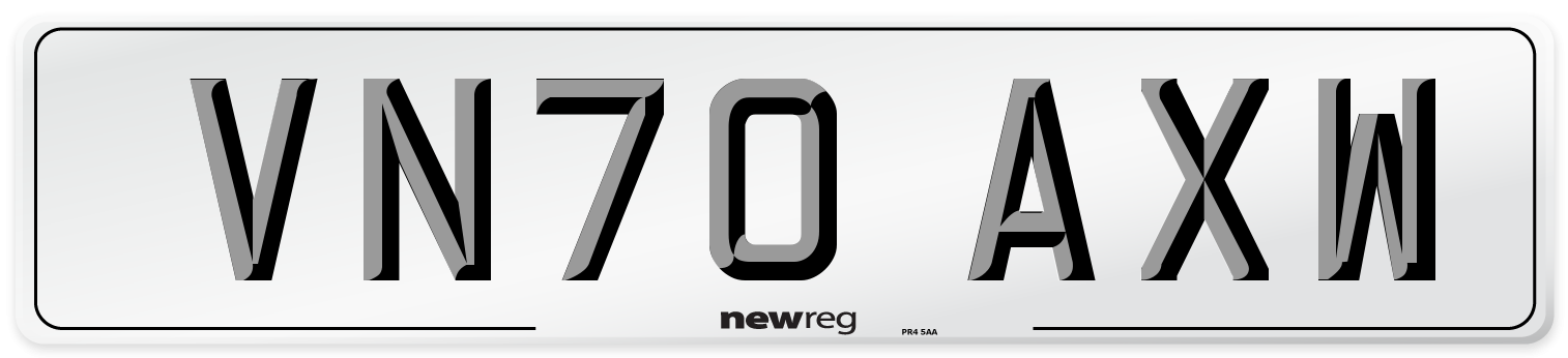VN70 AXW Front Number Plate