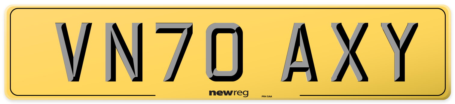 VN70 AXY Rear Number Plate
