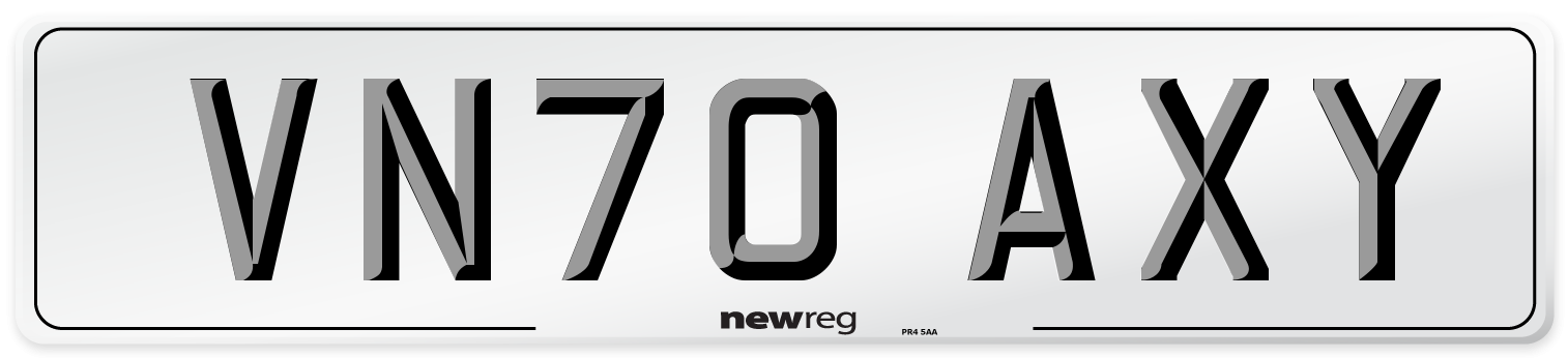 VN70 AXY Front Number Plate