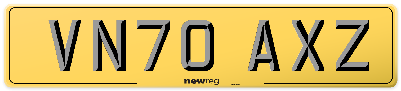 VN70 AXZ Rear Number Plate