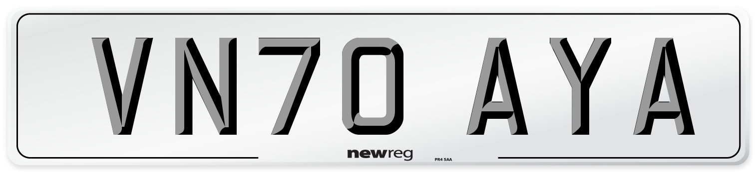 VN70 AYA Front Number Plate