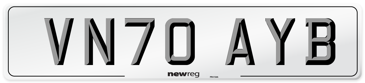 VN70 AYB Front Number Plate