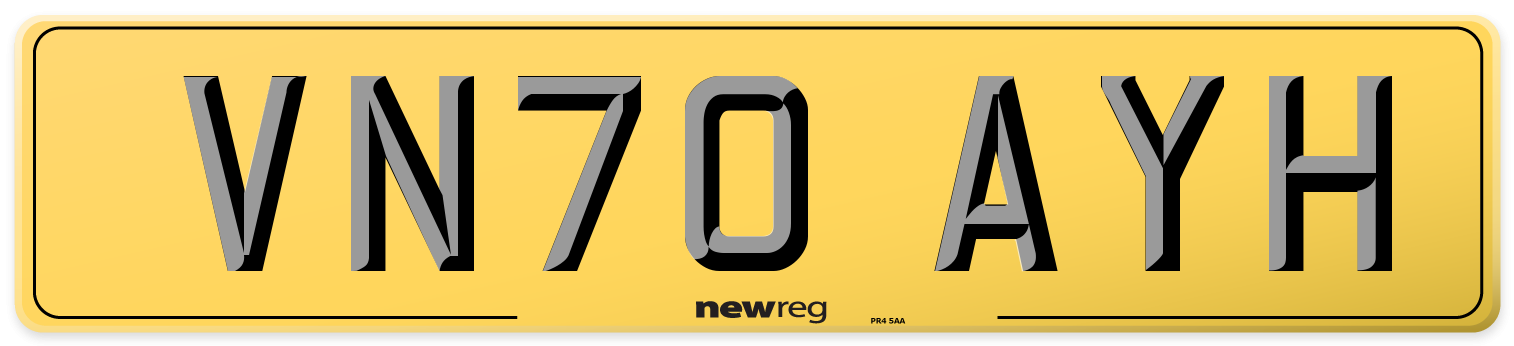 VN70 AYH Rear Number Plate