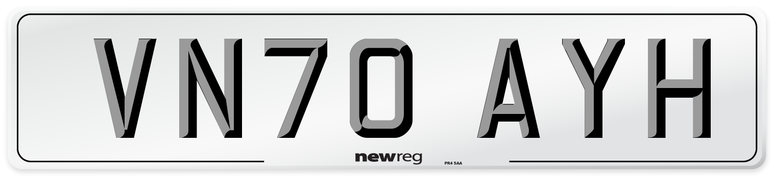 VN70 AYH Front Number Plate