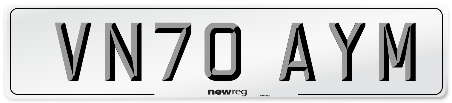VN70 AYM Front Number Plate