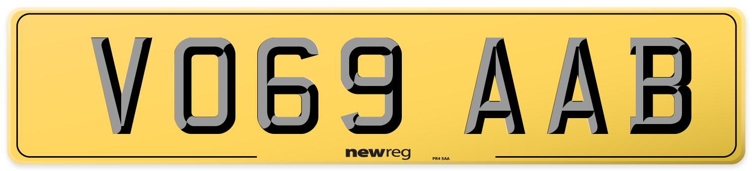 VO69 AAB Rear Number Plate