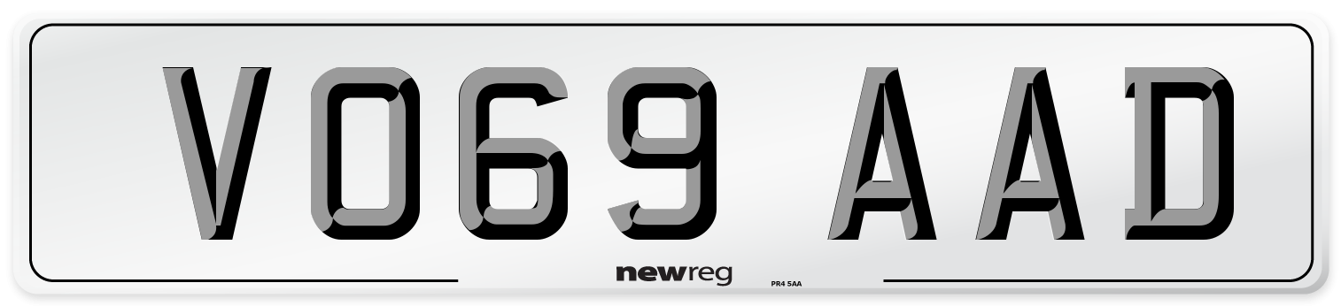 VO69 AAD Front Number Plate