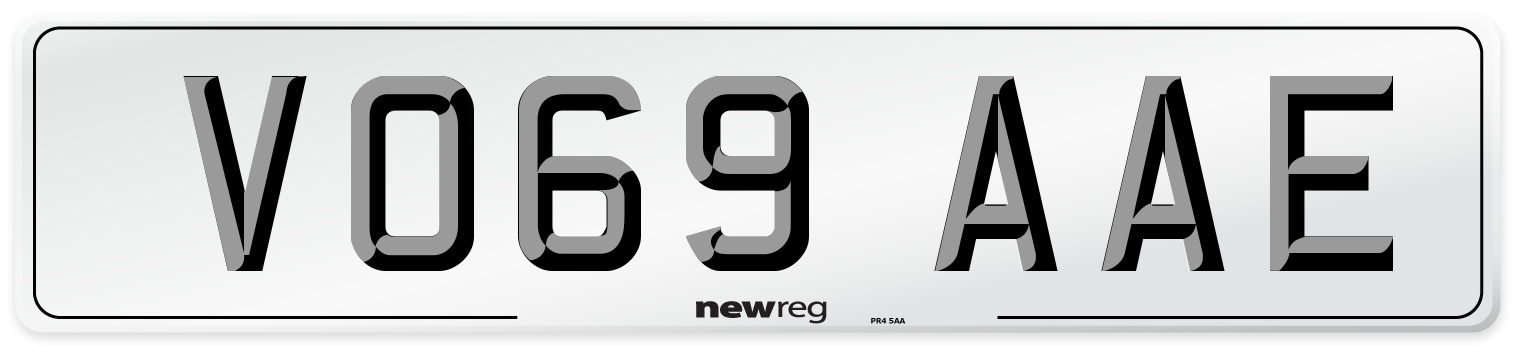 VO69 AAE Front Number Plate