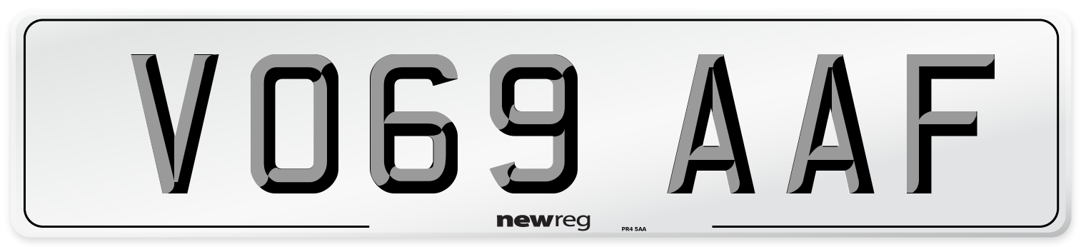 VO69 AAF Front Number Plate