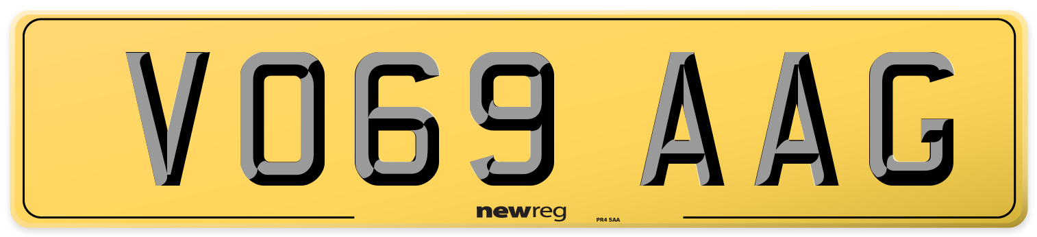 VO69 AAG Rear Number Plate