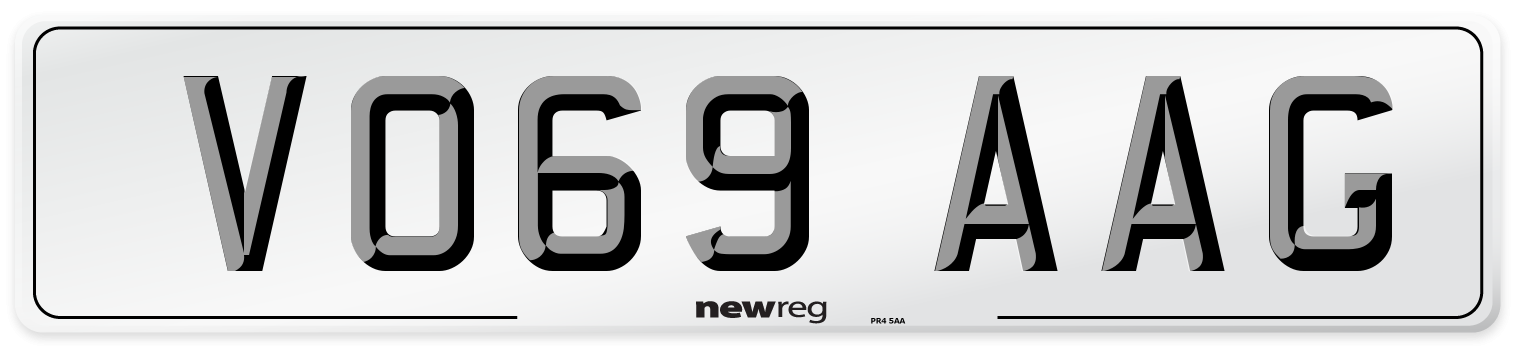 VO69 AAG Front Number Plate