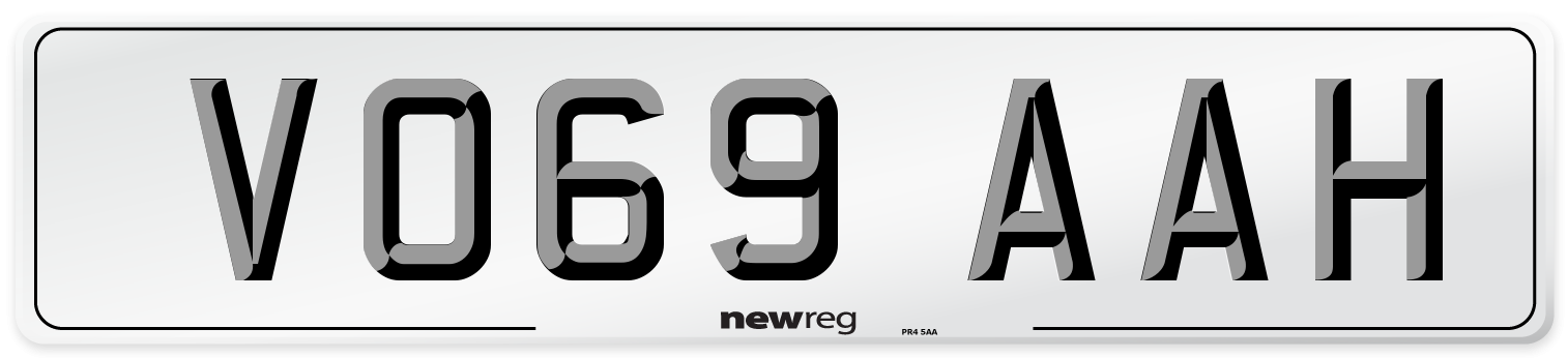 VO69 AAH Front Number Plate