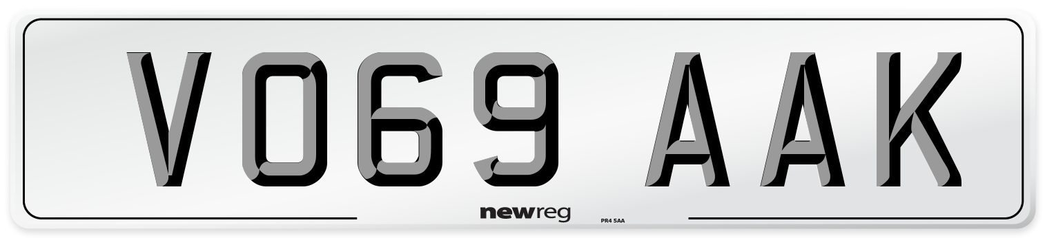 VO69 AAK Front Number Plate