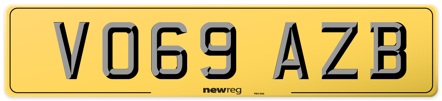 VO69 AZB Rear Number Plate