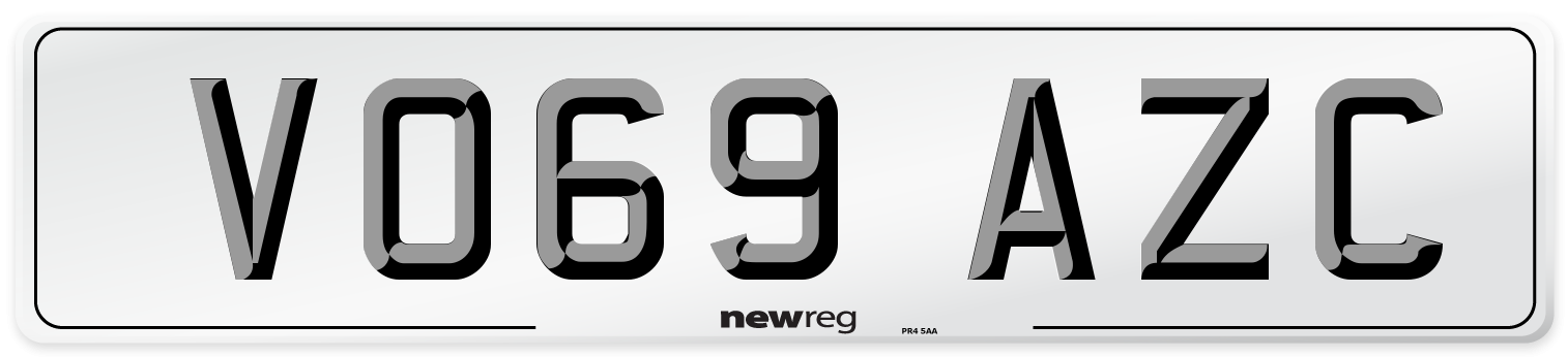 VO69 AZC Front Number Plate