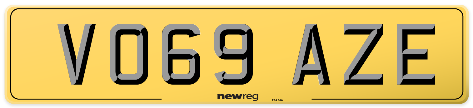VO69 AZE Rear Number Plate