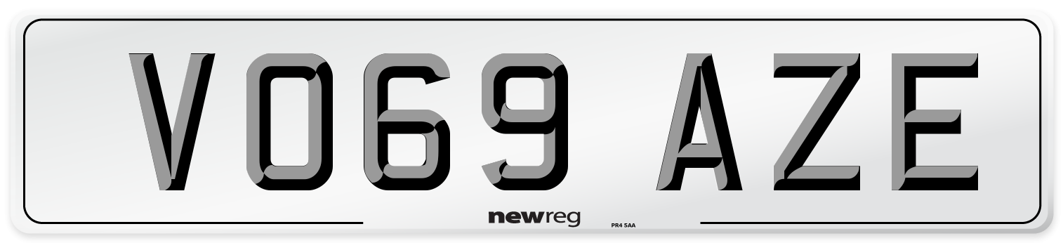 VO69 AZE Front Number Plate