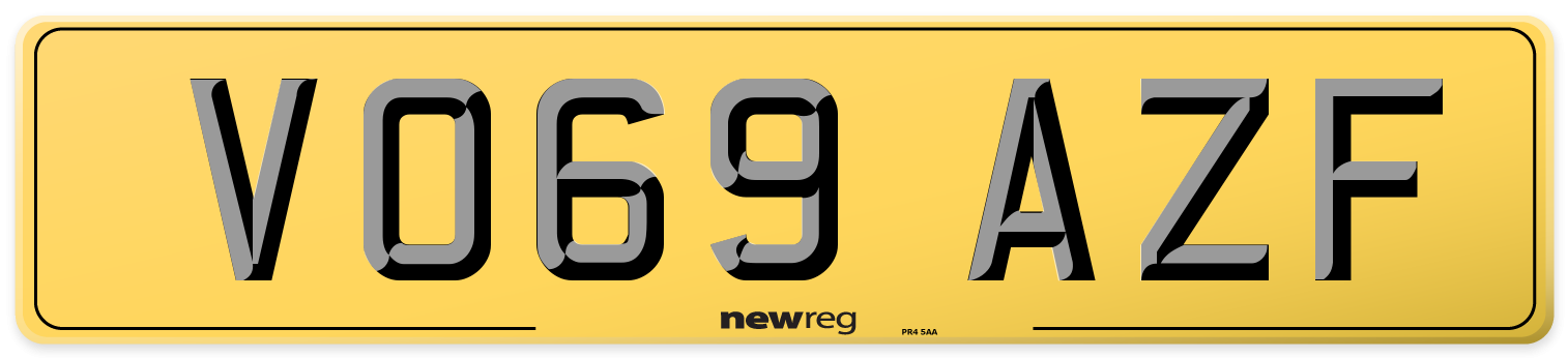 VO69 AZF Rear Number Plate