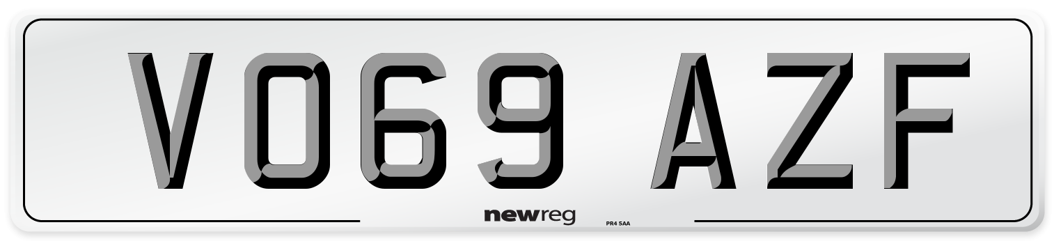 VO69 AZF Front Number Plate