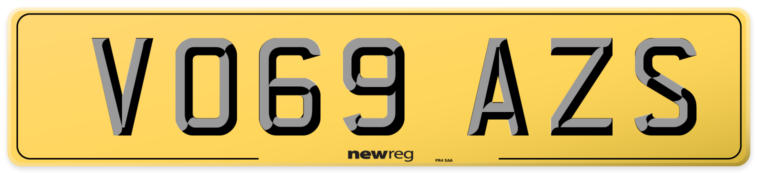 VO69 AZS Rear Number Plate