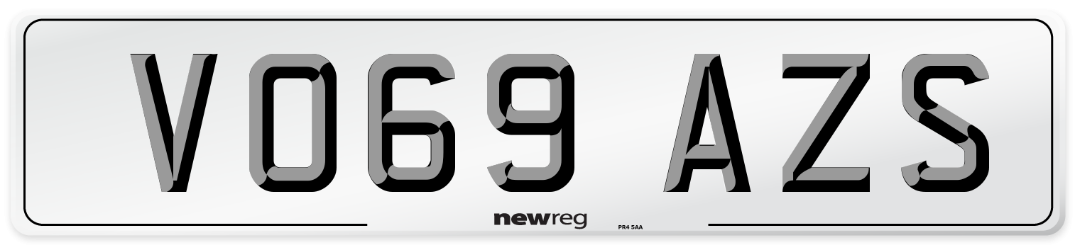 VO69 AZS Front Number Plate