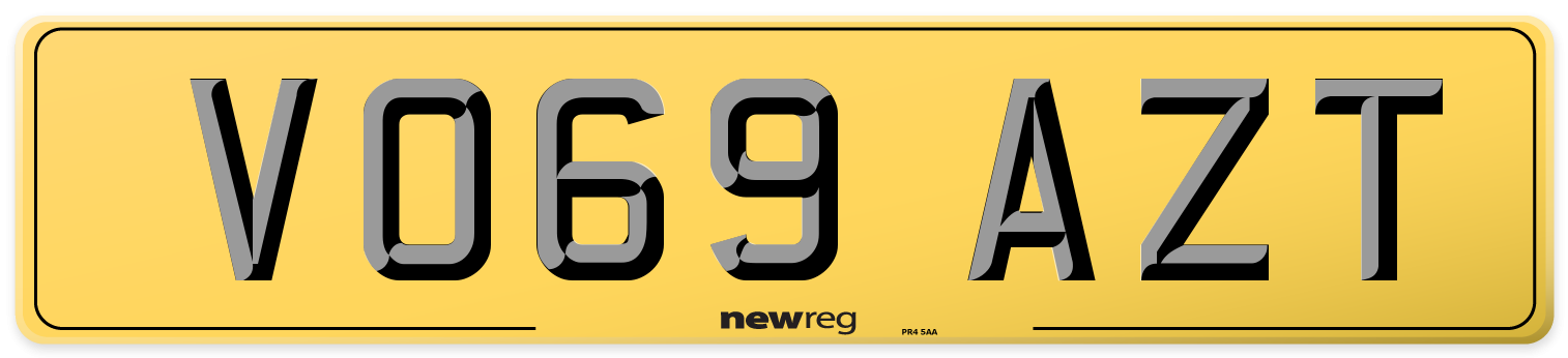 VO69 AZT Rear Number Plate