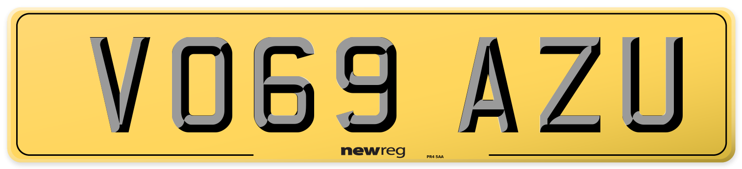 VO69 AZU Rear Number Plate