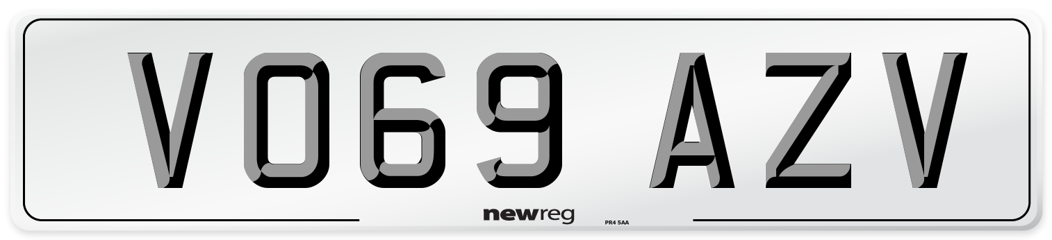 VO69 AZV Front Number Plate