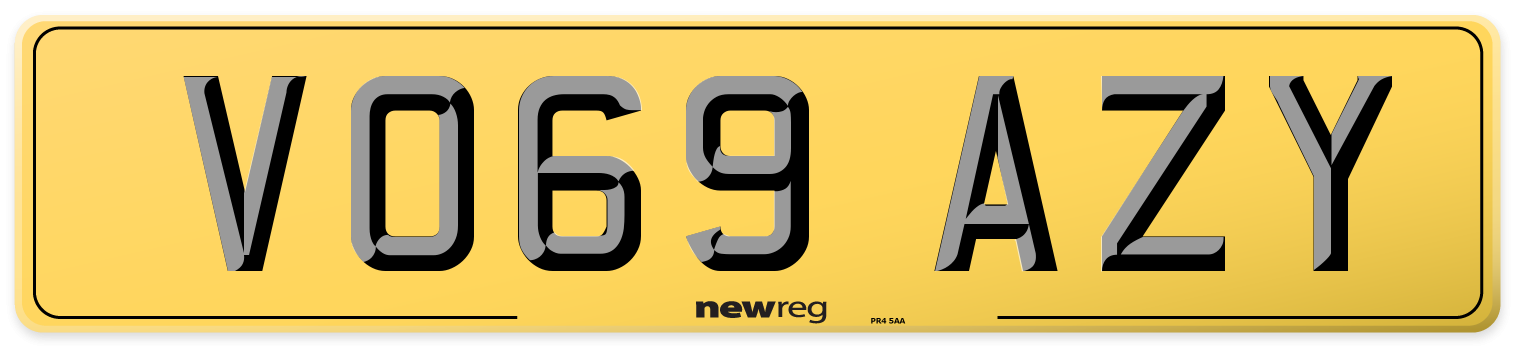 VO69 AZY Rear Number Plate