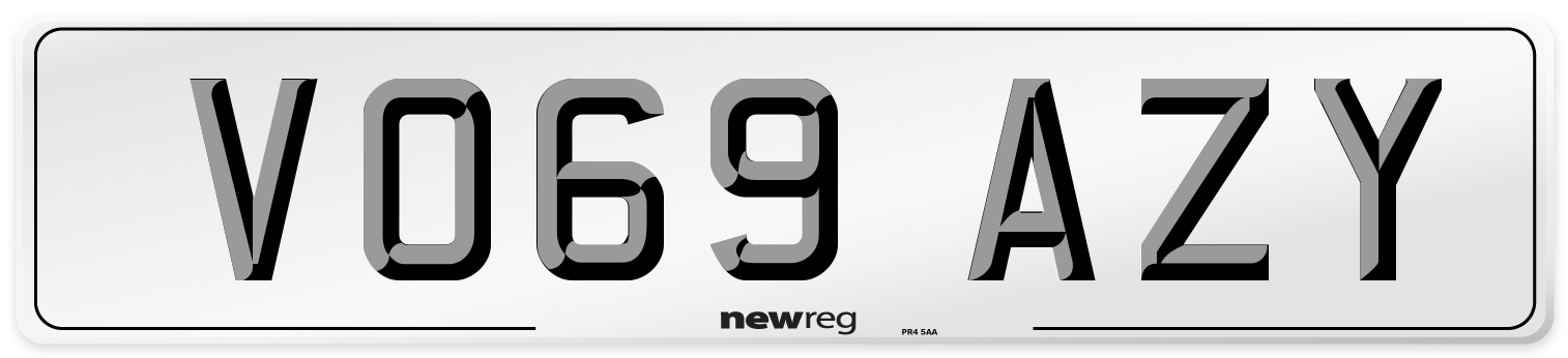 VO69 AZY Front Number Plate