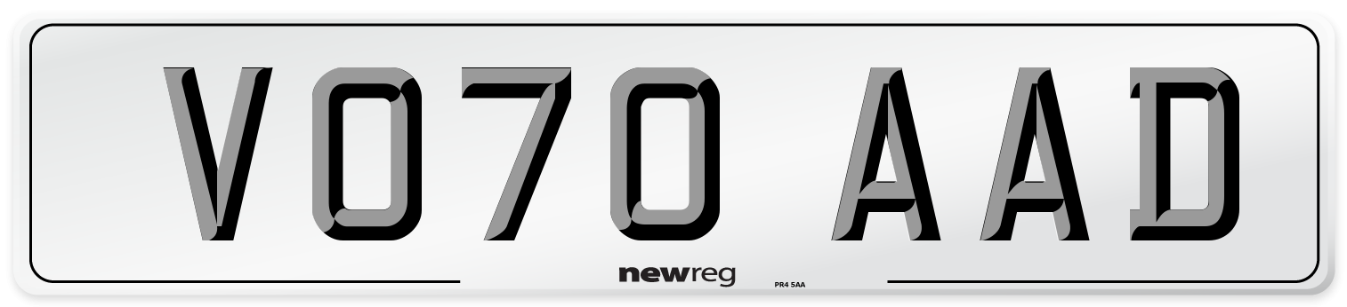 VO70 AAD Front Number Plate