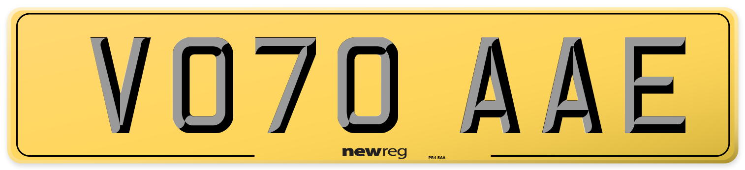 VO70 AAE Rear Number Plate