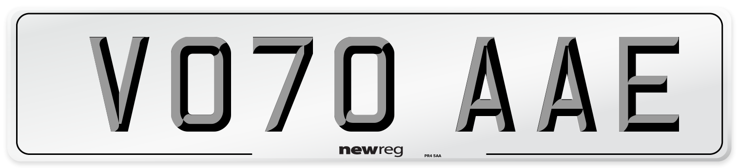 VO70 AAE Front Number Plate