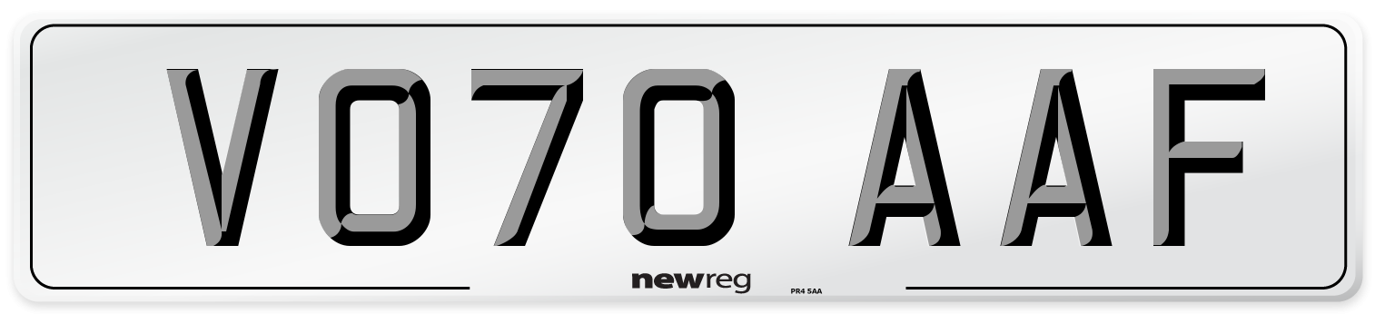 VO70 AAF Front Number Plate