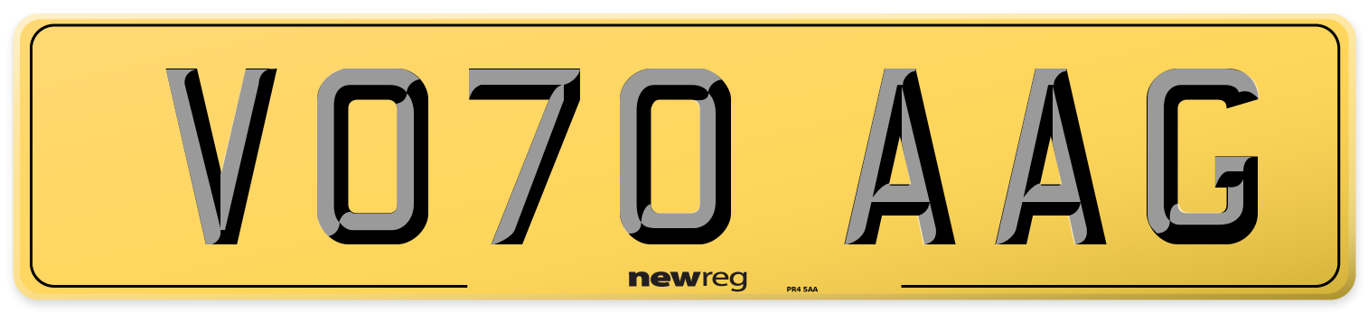 VO70 AAG Rear Number Plate