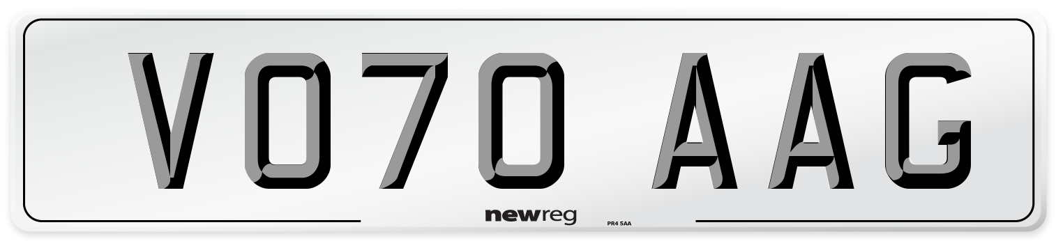VO70 AAG Front Number Plate