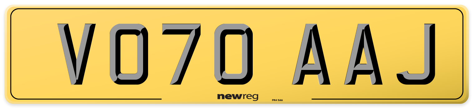 VO70 AAJ Rear Number Plate