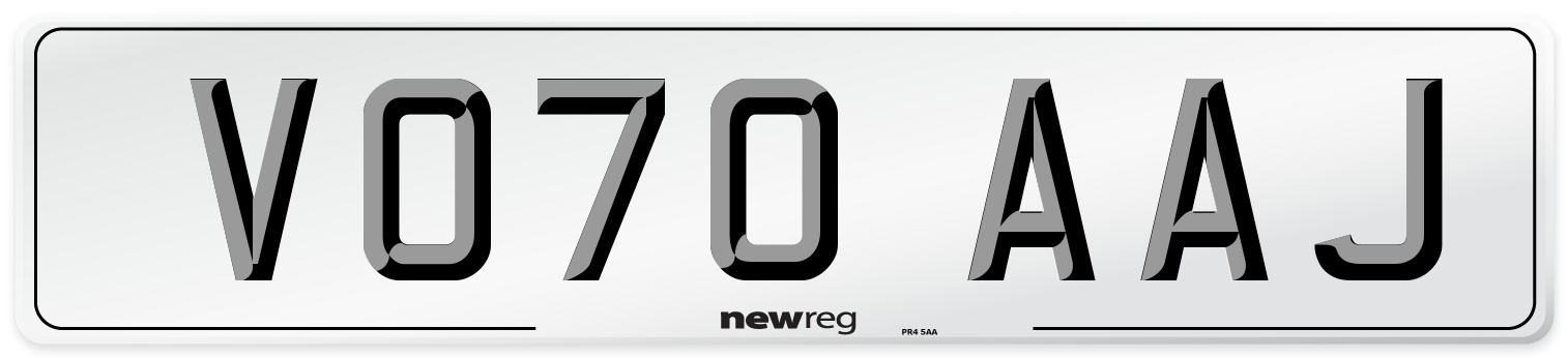 VO70 AAJ Front Number Plate