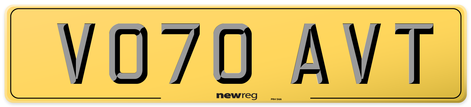 VO70 AVT Rear Number Plate