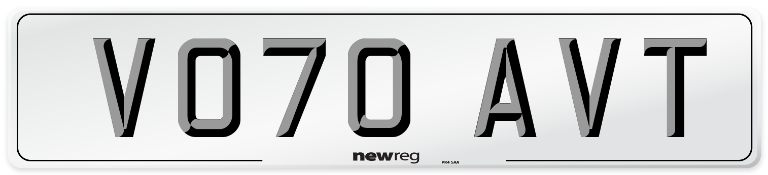 VO70 AVT Front Number Plate