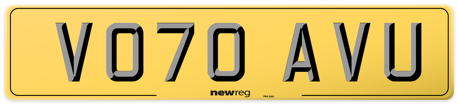 VO70 AVU Rear Number Plate