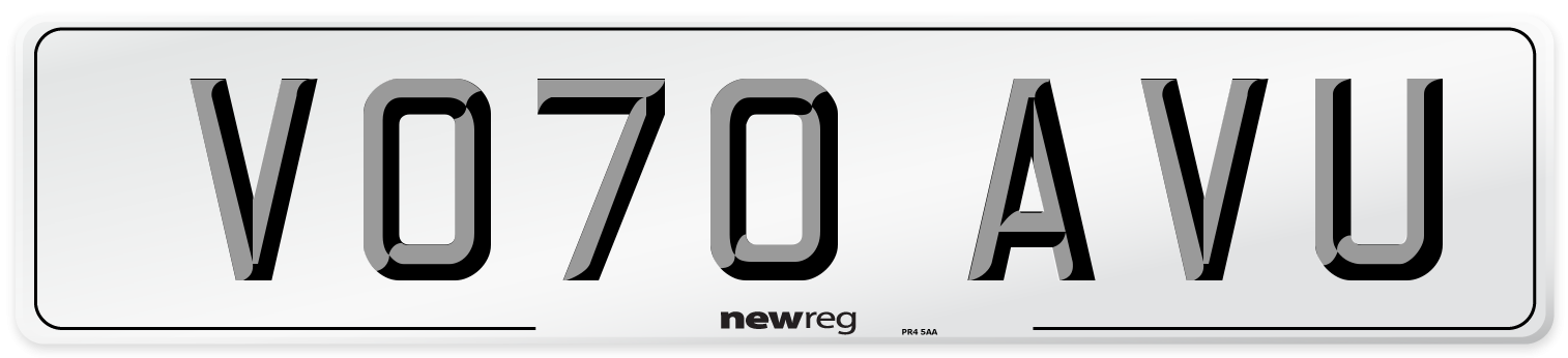 VO70 AVU Front Number Plate
